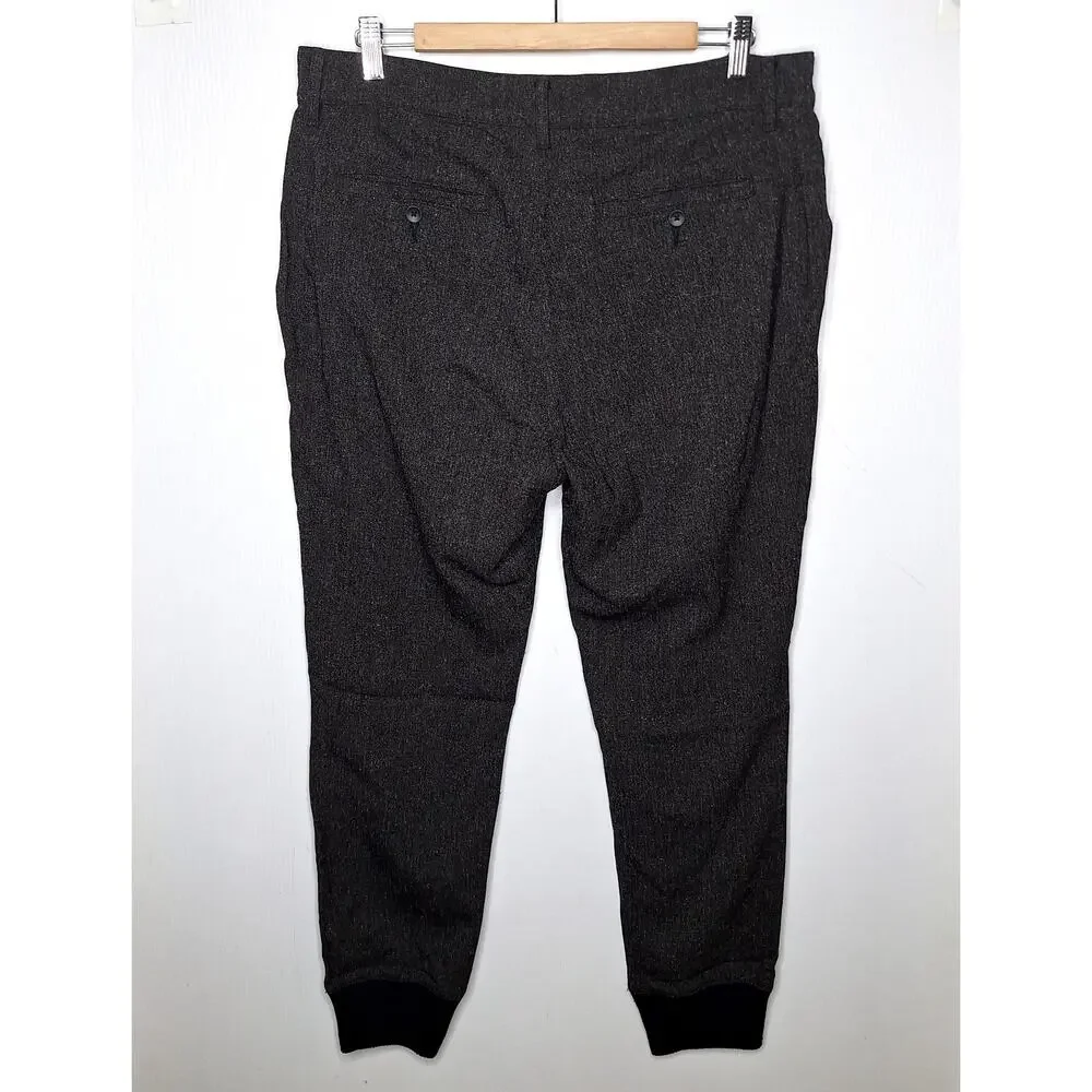 Paige Men's Elmwood Jogger Hybrid Dress Pants 33 Black Coffee Black Gray Tweed